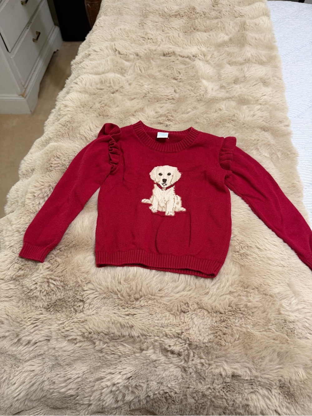 Kids Red Dog Knit Sweater
